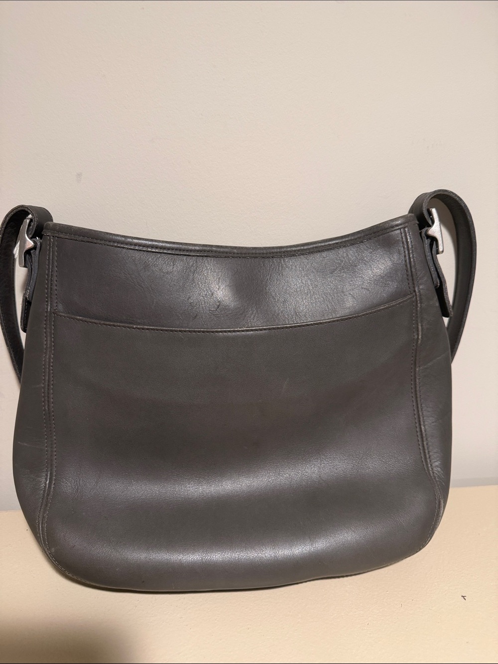 Coach Charcoal Leather Shoulder Bag